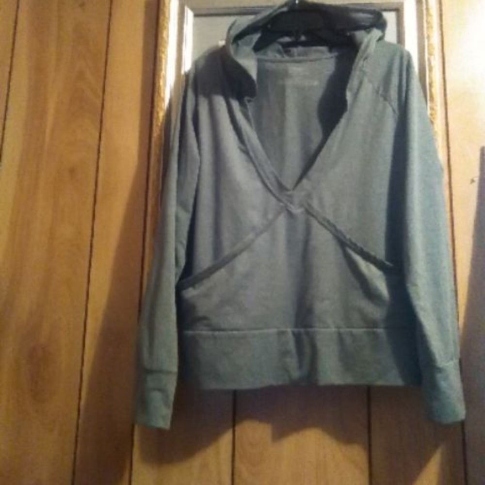 Soma Olive Gray Hooded Pullover Sweatshirt